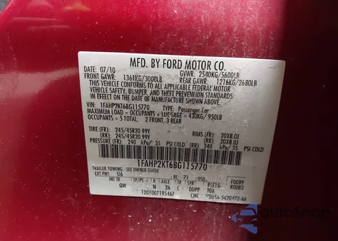 2011 Ford Taurus Sho z USA, uszkodzony, nr VIN 1FAHP2KT6BG115770